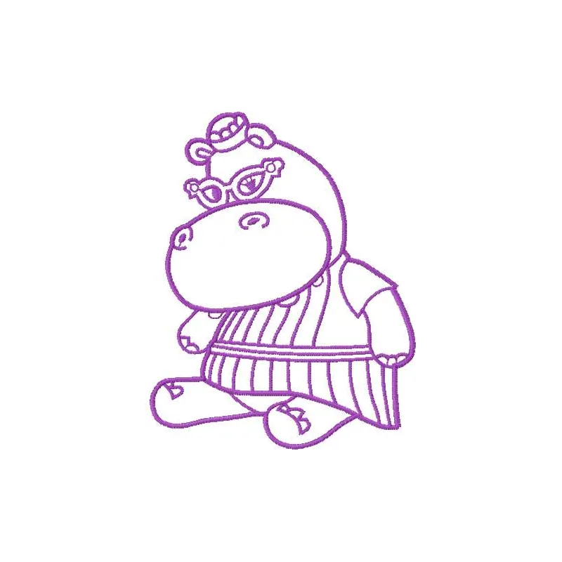 Hallie Hippo 12 embroidery design featuring a playful character from Doc McStuffins, ideal for children's projects.