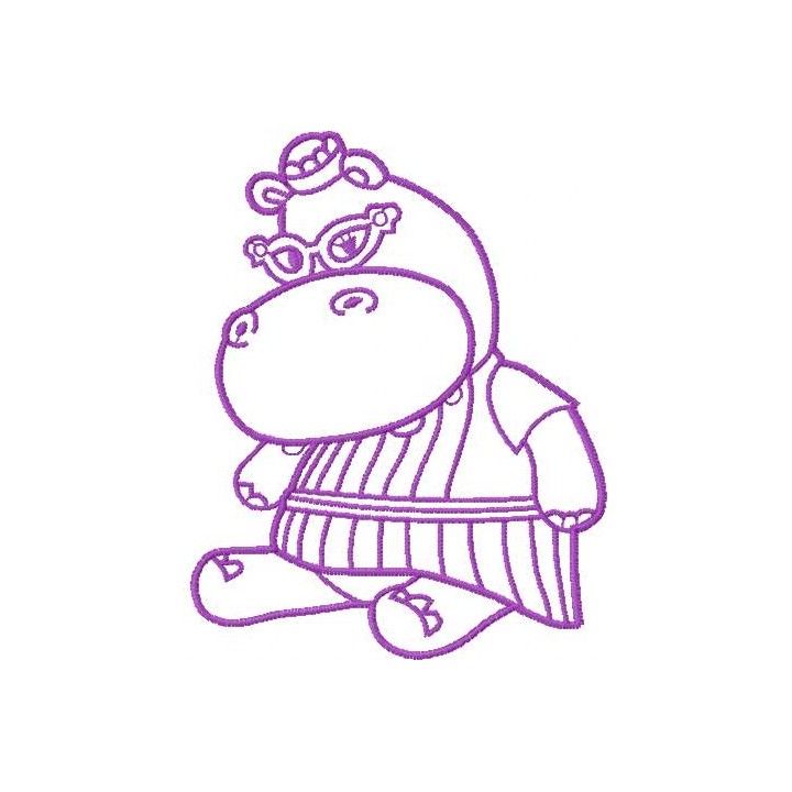 Hallie Hippo 12 embroidery design - Embroidery Design
