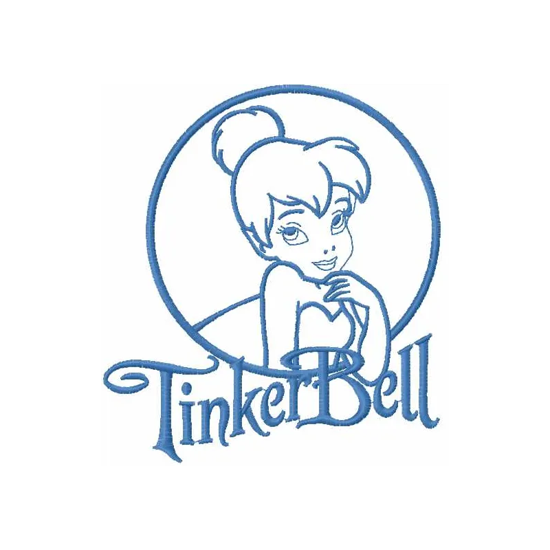 Tinkerbell 26 embroidery design showcasing a whimsical fairy motif ideal for decorative stitching on apparel and accessories.