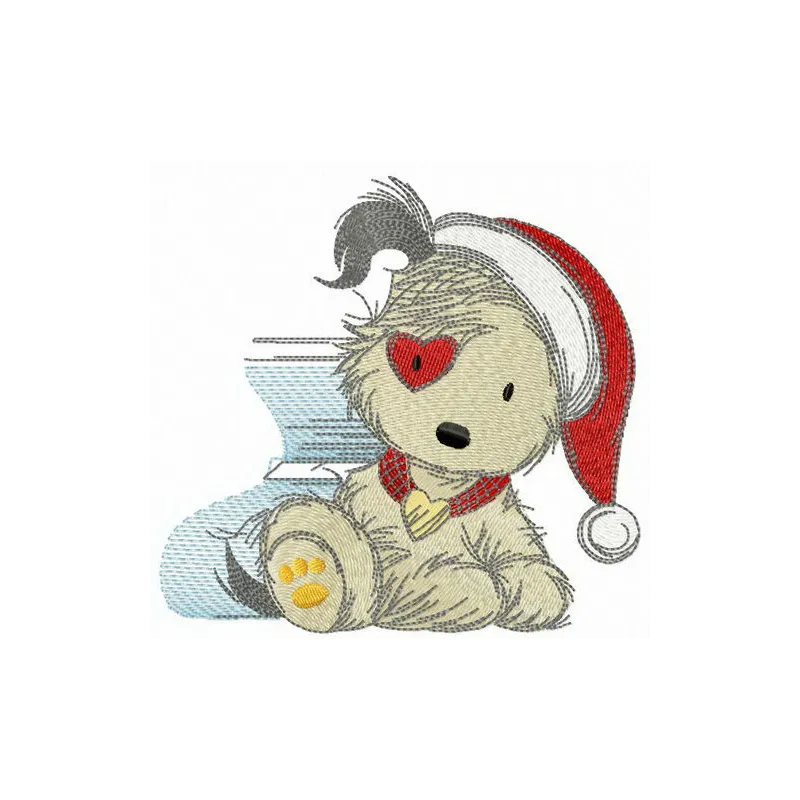 Amusing dog embroidery design showcasing a playful pup, perfect for stitching on t-shirts or tote bags.