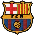 Embroidery design of the FC Barcelona logo, ideal for stitching on sports apparel and accessories.