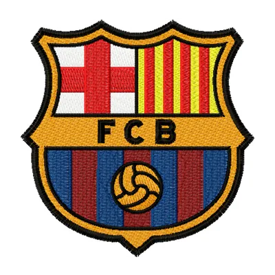 Embroidery design of the FC Barcelona logo, ideal for stitching on sports apparel and accessories.