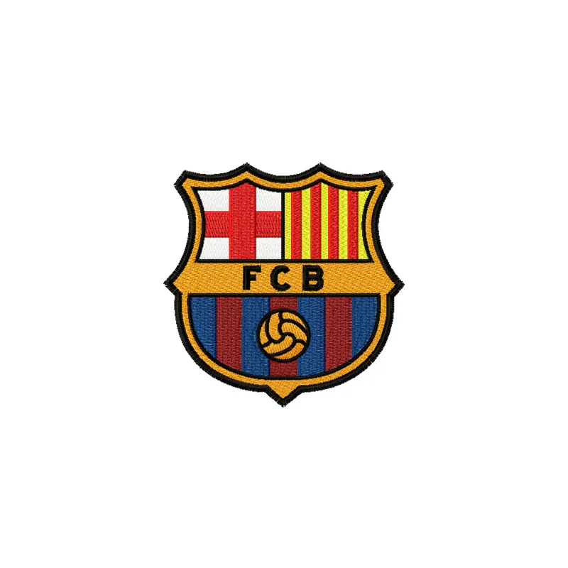 Embroidery design of the FC Barcelona logo, ideal for stitching on sports apparel and accessories.