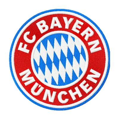 FC Bayern Munchen Logo embroidery design for football enthusiasts, showcasing intricate stitching details.