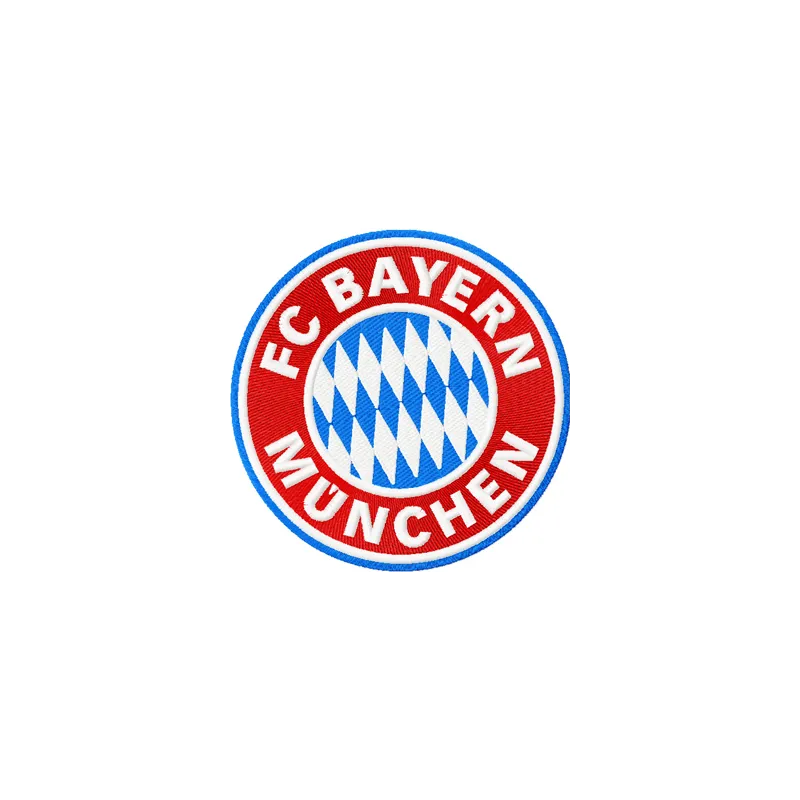 FC Bayern Munchen Logo embroidery design for football enthusiasts, showcasing intricate stitching details.