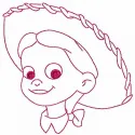 Cowgirl embroidery design inspired by Toy Story, showcasing a charming stitched motif for creative projects.