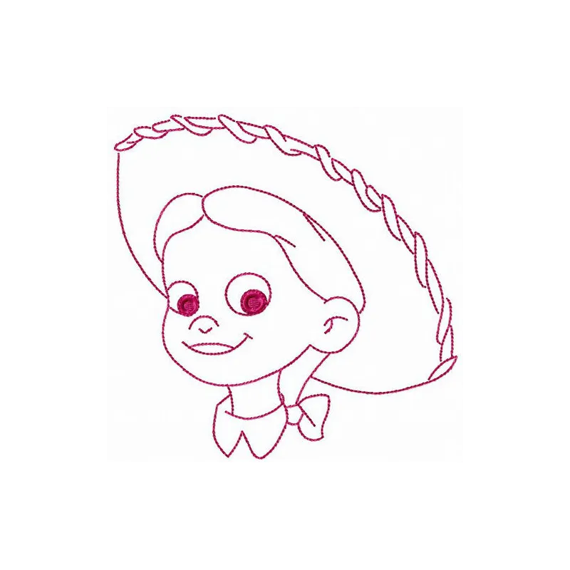 Cowgirl embroidery design inspired by Toy Story, showcasing a charming stitched motif for creative projects.