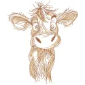 Embroidery design preview of a cute little calf sketch, showcasing detailed stitching and vibrant colors.