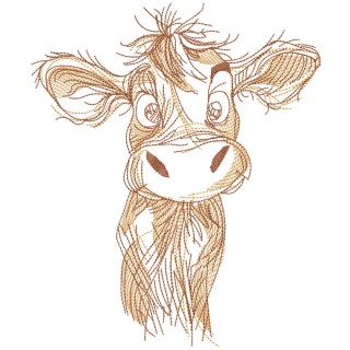 Cute little calf sketch embroidery design - Embroidery Design