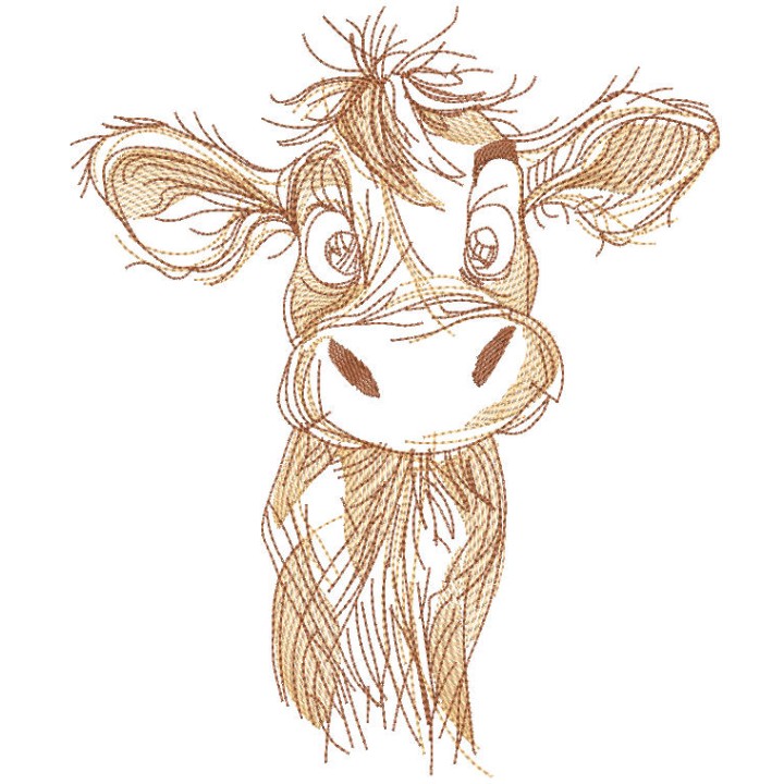 Cute little calf sketch embroidery design - Embroidery Design