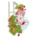 Preview of a Christmas decoration of railing embroidery design featuring festive motifs for holiday stitching.