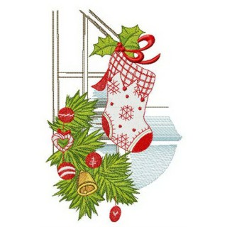 Christmas decoration of railing embroidery design - Embroidery Design