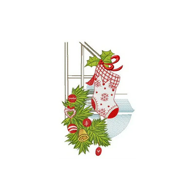 Preview of a Christmas decoration of railing embroidery design featuring festive motifs for holiday stitching.