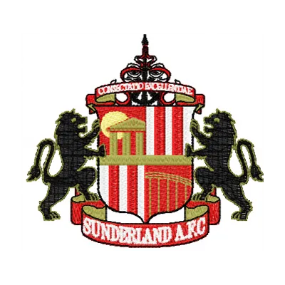 Sunderland AFC Football Club embroidery design showcasing vibrant stitching patterns for sports enthusiasts.