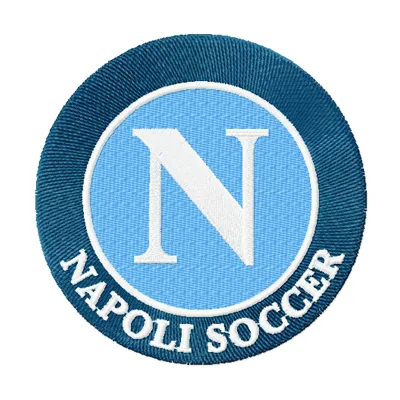 Napoli Soccer Club logo embroidery design showcased on a fabric, perfect for sports enthusiasts and stitching projects.