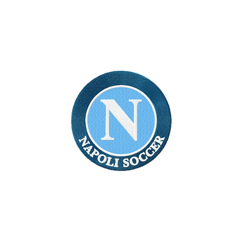 Napoli Soccer Club logo embroidery design showcased on a fabric, perfect for sports enthusiasts and stitching projects.