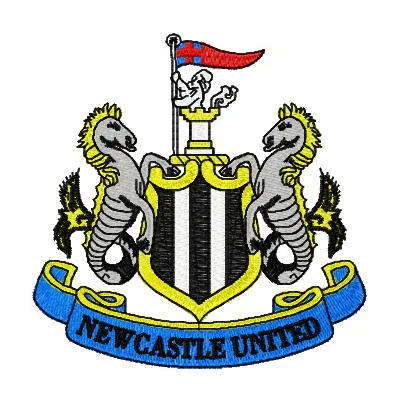 Newcastle United Football Club logo embroidery design showcasing intricate stitching patterns for sports enthusiasts.