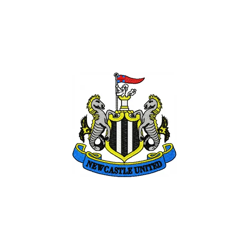 Newcastle United Football Club logo embroidery design showcasing intricate stitching patterns for sports enthusiasts.