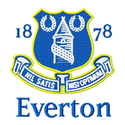 Everton Football Club embroidery design featuring the iconic team logo for stitching on apparel and accessories.
