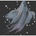 Preview of a Scary Ghost In Flight embroidery design, featuring detailed stitching for Halloween-themed projects.
