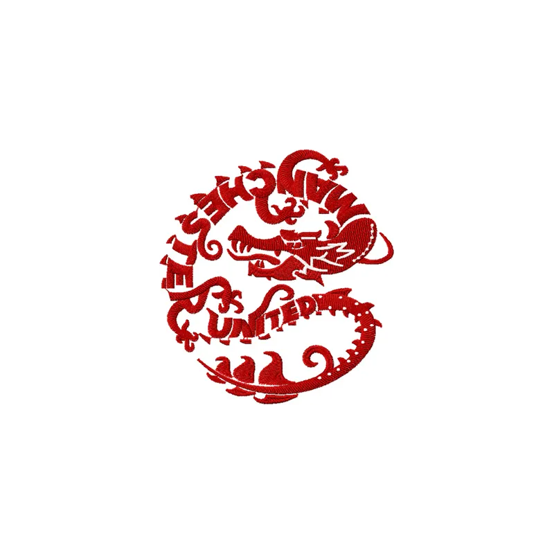 Preview of a vibrant red dragon embroidery design suitable for football-themed projects.