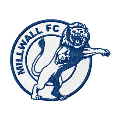 Embroidered design of Millwall Football Club logo, showcasing intricate stitching patterns for football enthusiasts.