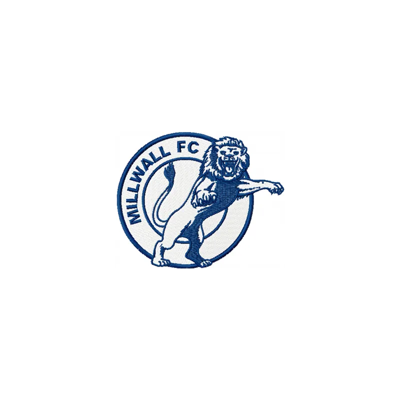 Embroidered design of Millwall Football Club logo, showcasing intricate stitching patterns for football enthusiasts.