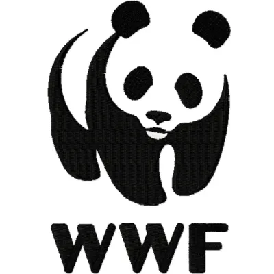 WWF logo embroidery design preview showcasing intricate stitching patterns for social service projects.