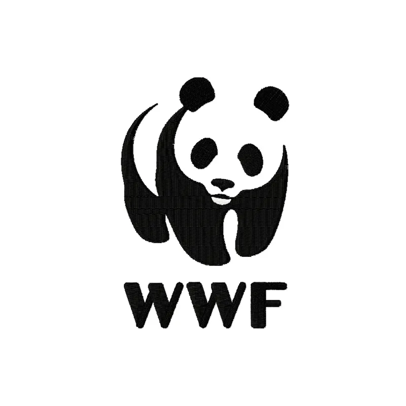 WWF logo embroidery design preview showcasing intricate stitching patterns for social service projects.