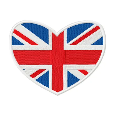British flag logo embroidery design preview showcasing intricate stitching patterns for various fabric applications.