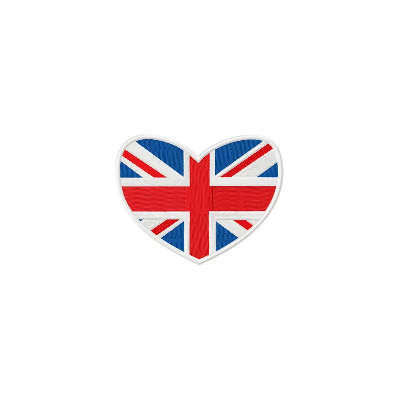 British flag logo embroidery design preview showcasing intricate stitching patterns for various fabric applications.