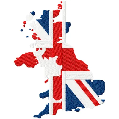 Preview of the Uk Flag Map Design embroidery design, showcasing intricate details for stitching on various fabrics.
