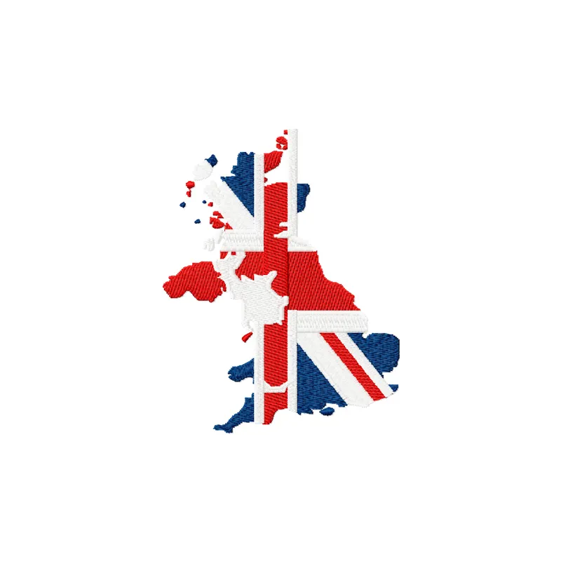 Preview of the Uk Flag Map Design embroidery design, showcasing intricate details for stitching on various fabrics.
