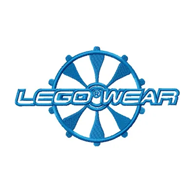 Lego Wear 1 embroidery design showcased on a colorful t-shirt, featuring playful stitched motifs for kids' fashion.
