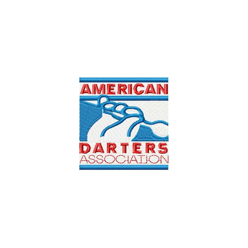 Embroidery design of the American Darters Association logo, showcasing intricate stitching patterns for enthusiasts.