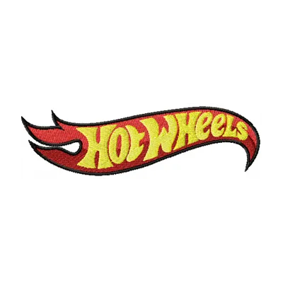 Hot Wheels logo embroidery design showcasing vibrant colors and intricate details, ideal for crafting projects.
