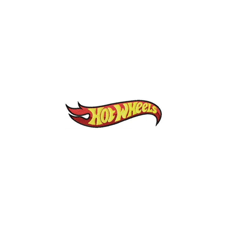 Hot Wheels logo embroidery design showcasing vibrant colors and intricate details, ideal for crafting projects.