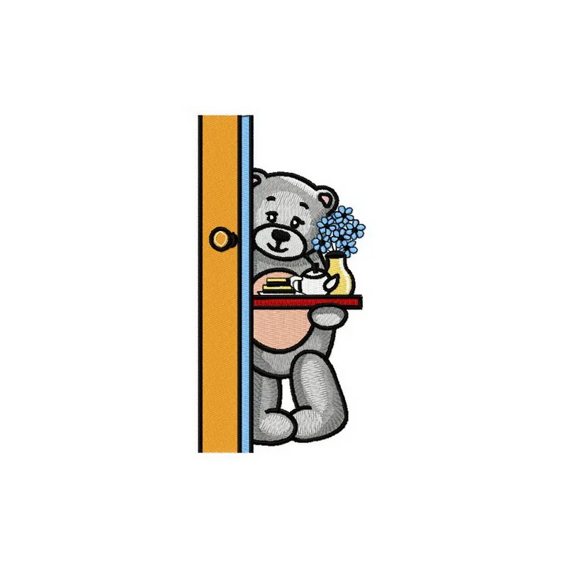 Preview of Teddy's teatime 5 embroidery design featuring a charming teddy bear enjoying tea.
