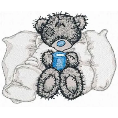 Teddy bear is sick embroidery design featuring a cute, bandaged bear, ideal for children's items and gifts.
