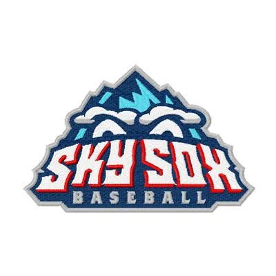 Sky Sox Logo embroidery design showcasing a detailed baseball motif for stitching on apparel and accessories.