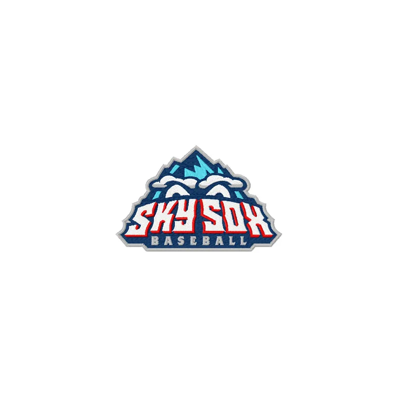 Sky Sox Logo embroidery design showcasing a detailed baseball motif for stitching on apparel and accessories.