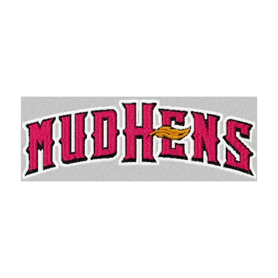 Toledo Mud Hens logo embroidery design featuring detailed stitching, ideal for baseball-themed apparel and accessories.