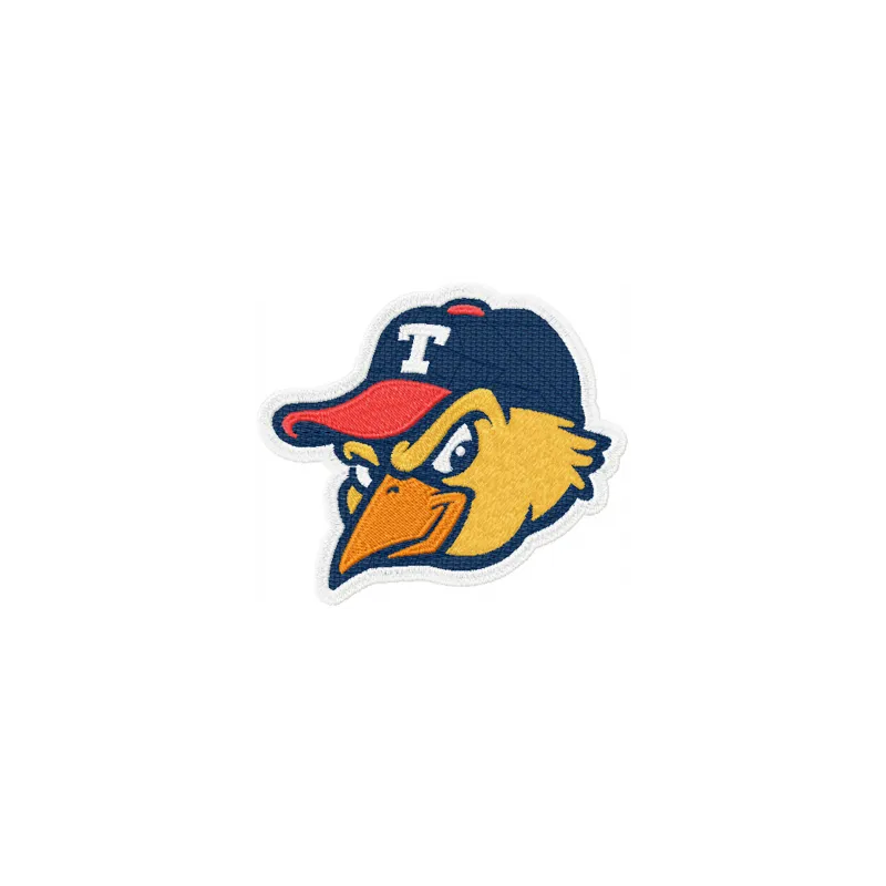 MudHens logo embroidery design showcasing a vibrant baseball motif for stitching on caps and apparel.