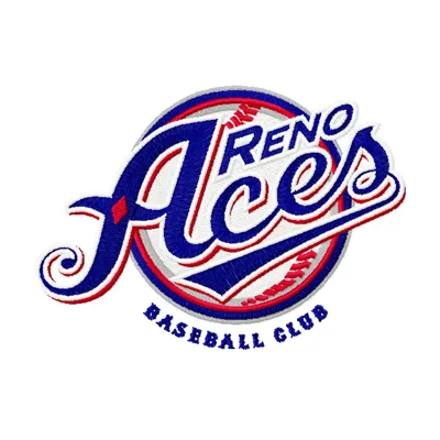 Reno Aces Baseball Club logo embroidery design showcasing a vibrant stitched motif for sports enthusiasts.