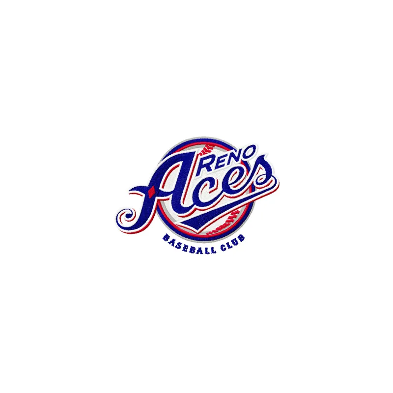 Reno Aces Baseball Club logo embroidery design showcasing a vibrant stitched motif for sports enthusiasts.