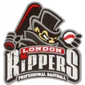 London Rippers Logo embroidery design featuring a bold, sporty emblem for baseball enthusiasts.