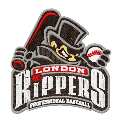 London Rippers Logo embroidery design featuring a bold, sporty emblem for baseball enthusiasts.