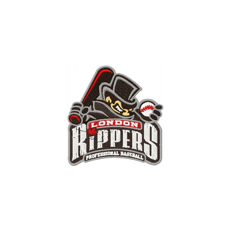 London Rippers Logo embroidery design featuring a bold, sporty emblem for baseball enthusiasts.
