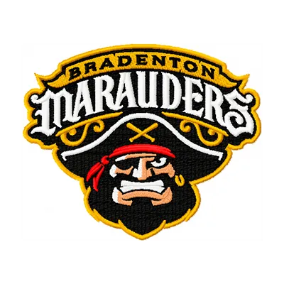 Bradenton Marauders logo embroidery design showcasing a detailed baseball motif for stitching on caps and jerseys.