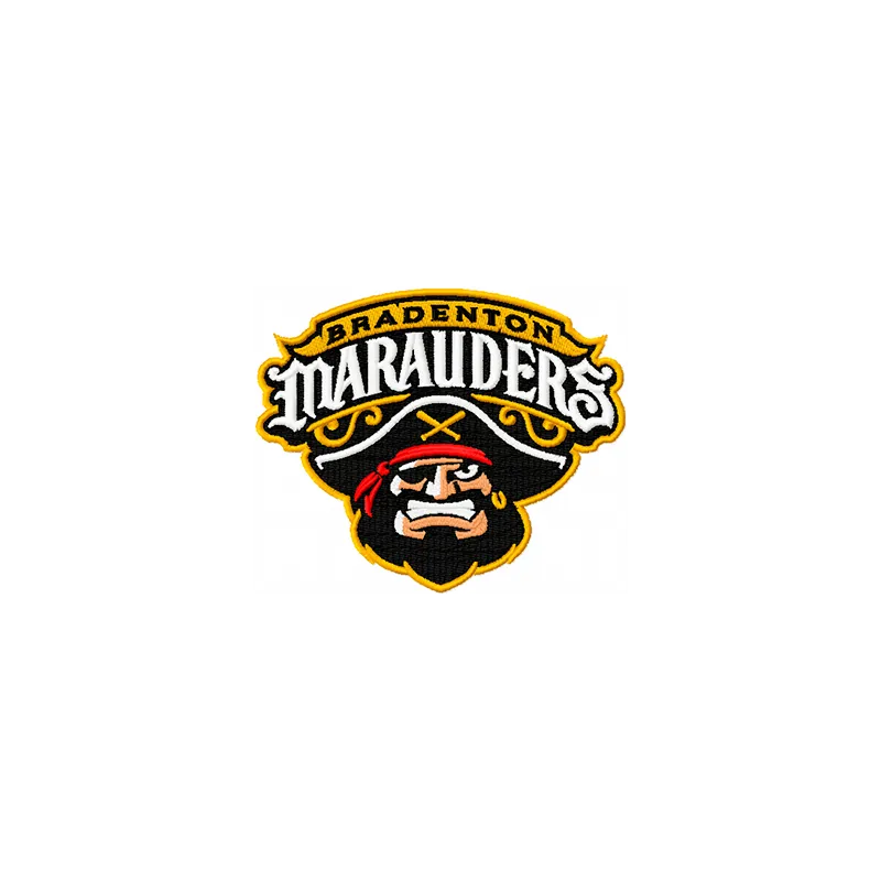 Bradenton Marauders logo embroidery design showcasing a detailed baseball motif for stitching on caps and jerseys.